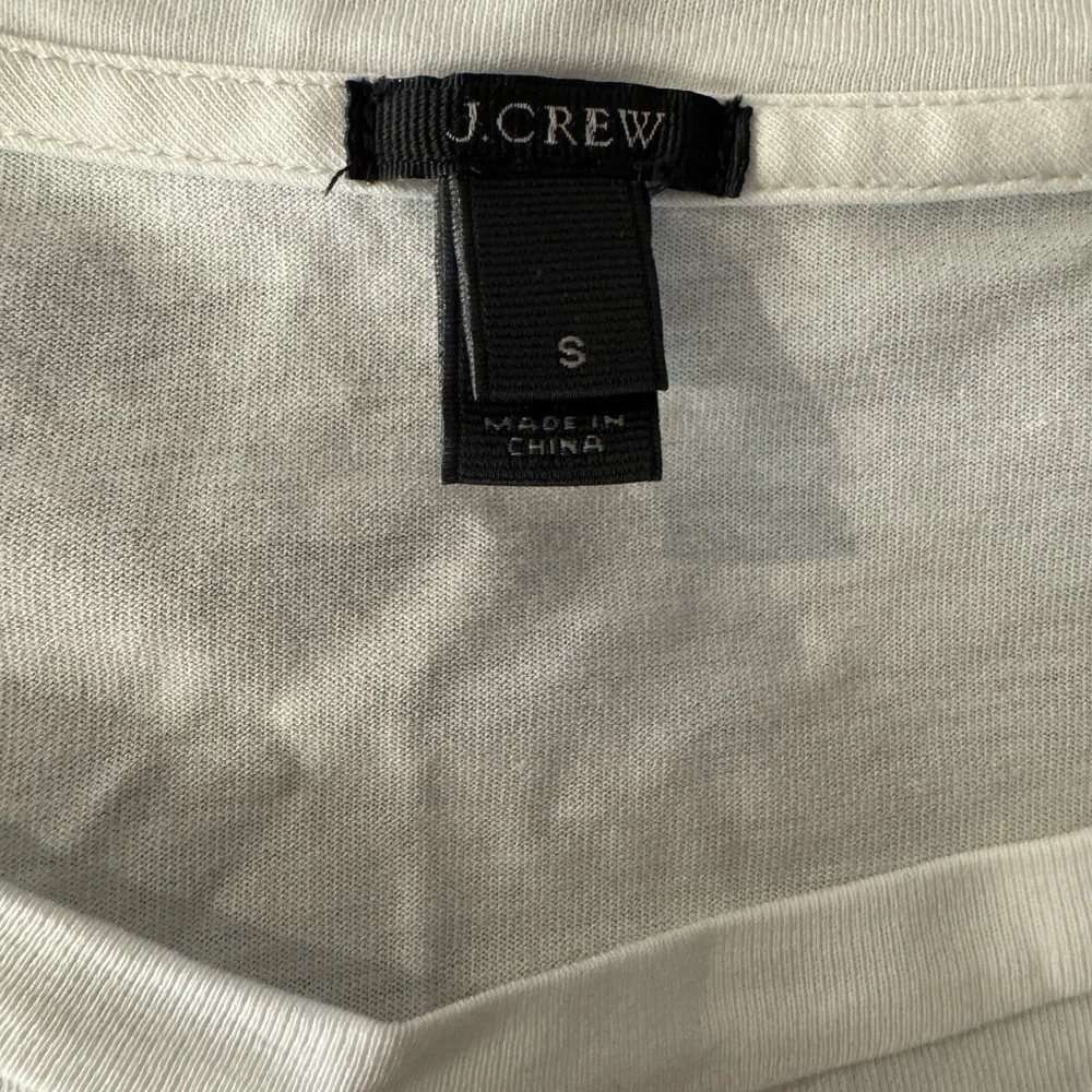 J. Crew White Embellished Short Sleeve Tee Size Small